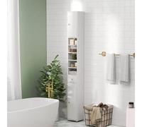 Wyld and Coco Tall Bathroom Cabinet with Multi Level Storage in White Wyld and Coco White