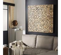 Wyld and Coco Teak Cross-Section Wall Art in Light Brown Wyld and Coco Brown