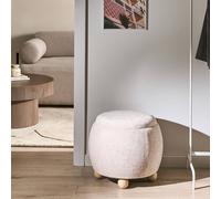 Wyld and Coco Teddy Pouffe Light Beige Boucle Storage Round Footstool and Side Table Wyld and Coco Beige