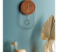 Wyld and Coco Timberline Home Dark Brown MDF Metal Pendulum Wall Clock 20 x 45 cm Wyld and Coco Brown 20 x 45 cm