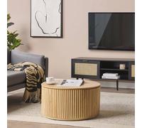 Wyld and Coco TV Stand Black Wood with Rattan Fronts 2 Cabinets W150 x D40 x H52cm Wyld and Coco Black