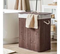 Wyld and Coco Two-Compartment Laundry Hamper with Lid and Rope Handles in Brown Wyld and Coco Brown