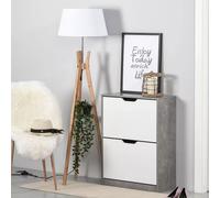 Wyld and Coco Two Drawer Shoe Cabinet Home Storage Organiser in Grey Wyld and Coco Grey