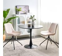Wyld and Coco Velvetique Beige Dining Chair - Tufted Back Cross Steel Base Wyld and Coco Beige