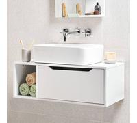 Wyld and Coco Wall-Mounted Bathroom Cabinet White Marble MDP 80 x 40 cm Fluted Front Wyld and Coco White 80 x 40 cm