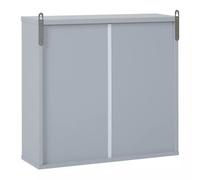 Wyld and Coco Wall Mounted Mirror Cabinet with Storage Shelf Bathroom Cupboard Double Door Grey Wyld and Coco Grey