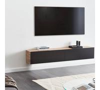 Wyld and Coco Wall-Mounted TV Stand Black Brown - Up to 70in 2 Cabinets Wyld and Coco Black