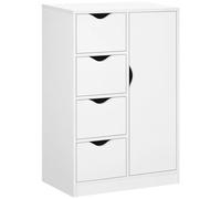 Wyld and Coco White Bathroom Cabinet Freestanding with 4 Drawers and Door Cupboard Wyld and Coco White
