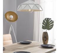 Wyld and Coco White Geometric Metal Pendant Lamp 1-Light Modern Ceiling Fixture Wyld and Coco White