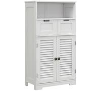 Wyld and Coco White Three-Part Bathroom Storage Unit with Shelf, Drawers, & Cupboard Wyld and Coco White