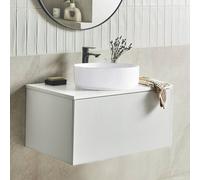 Wyld and Coco White Wall-Mounted Bathroom Cabinet 80 x 52 cm Fluted Front 1 Drawer Wyld and Coco White 80 x 52 cm