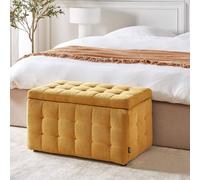 Wyld and Coco Yellow Button-Tufted Storage Ottoman W74 x D42 x H40cm Wyld and Coco Yellow