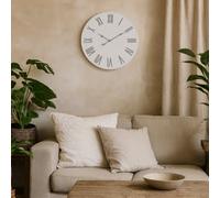 Wyld Haus 490mm White Metal Wall Clock With Grey Roman Numerals, Gloss Finish