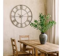 Wyld Haus 700 mm Silver Metal Open Frame Wall Clock With Roman Numerals
