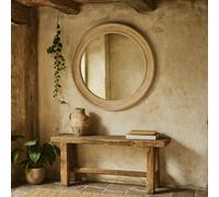 Wyld Haus 90Cm Round Natural Washed Wood Wall Mirror With 40mm Frame