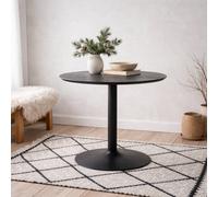 Wyld Haus Aars Small Black Marble-Effect Round Bar Table Trumpet Base 800mm