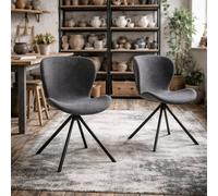 Wyld Haus Acord Set Of 2 Dark Grey Upholstered Swivel Dining Chairs