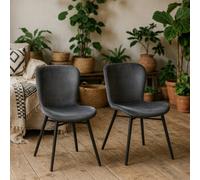 Wyld Haus Acorn Set Of 2 Dark Grey Velvet-Effect Dining Chairs