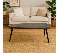 Wyld Haus Alabama Black Marble Oval Coffee Table With Hairpin Metal Legs