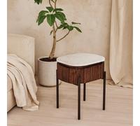 Wyld Haus Alabama Ribbed Mango Wood Bedside Table With Marble Top And Metal Legs