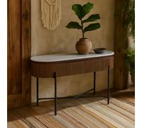 Wyld Haus Alabama Ribbed Mango Wood Console Table With Marble Top And Metal Legs