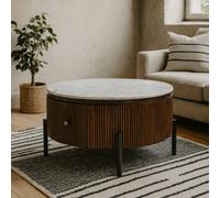 Wyld Haus Alabama Ribbed Mango Wood Marble Top Coffee Table