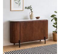 Wyld Haus Alabama Ribbed Solid Mango Wood Drinks Cabinet With Marble Top And Metal Legs