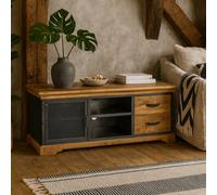 Wyld Haus Albatross Mango Wood & Metal Tv Media Unit 1 Door 2 Drawers 1400mm