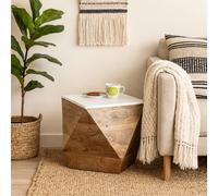 Wyld Haus Alington Mango Wood Side Table With White Resin Top