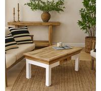 Wyld Haus Alington Solid Mango Wood Coffee Table Drawer White Base Natural Top in Brown Wyld Haus Brown