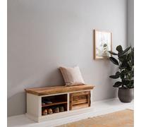 Wyld Haus Alington Solid Mango Wood Shoe Storage Bench White Natural