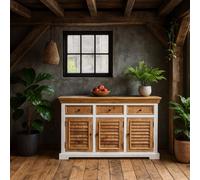 Wyld Haus Alington Solid Mango Wood Sideboard White & Natural in Brown Wyld Haus Brown