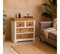 Wyld Haus Alington White & Natural Solid Mango Wood Four Drawer Chest in Brown Wyld Haus Brown