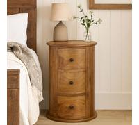 Wyld Haus Amalfi 3-Drawer Mango Wood Drum Bedside Table