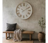 Wyld Haus Antique White Wall Clock With Beaded Edge And Raised Roman Numerals