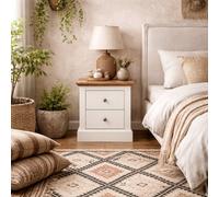 Wyld Haus Ardee 2-Drawer Bedside Table White With Oak Top