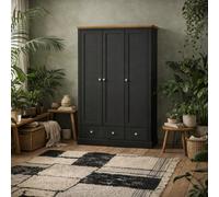 Wyld Haus Ardee 3 Door 2 Drawer Wardrobe In Dark Grey And Natural Oak