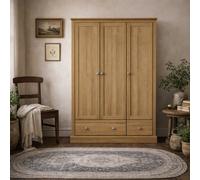 Wyld Haus Ardee Natural Oak 3-Door Wardrobe With 2 Drawers 112.9Cm Wide