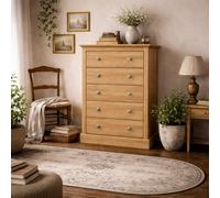 Wyld Haus Ardee Natural Oak 5-Drawer Tall Chest Of Drawers