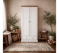 Wyld Haus Ardee White And Natural Oak 2-Door Wardrobe With 1 Drawer