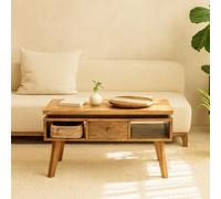 Wyld Haus Arezzo Classic Granary Coffee Table, 2 Drawers With Brass Detail, 800mm