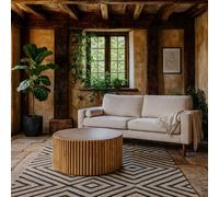 Wyld Haus Arizona Carved Natural Mango Wood Round Coffee Table in Brown Wyld Haus Brown