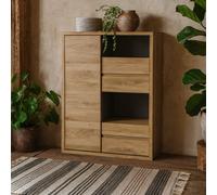 Wyld Haus Athens Natural Oak Effect 1-Door 4-Drawer Display Cabinet
