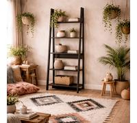 Wyld Haus Athy Black Wooden Ladder Bookcase 5 Shelves Matt Finish
