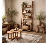 Wyld Haus Athy Brown Oak Ladder Bookcase 5 Shelves