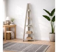 Wyld Haus Athy Grey Wooden Corner Ladder Shelf Unit 4 Shelves
