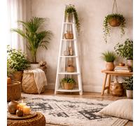 Wyld Haus Athy White Wooden Corner Ladder Shelving Unit 4 Shelves