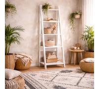 Wyld Haus Athy White Wooden Ladder Bookcase 5 Shelves