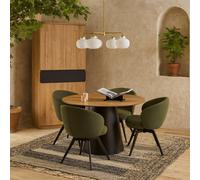 Wyld Haus Auckland 120Cm Round Dining Set With 4 Green Swivel Chairs