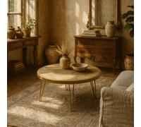 Wyld Haus Bali Light Gold Round Mango Wood Dining Table